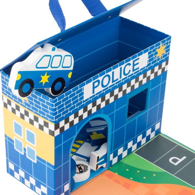 Small Foot Dřevěná policejní stanice v kufříku