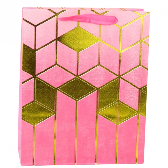 Papírová dárková taška se zlatými geometrickými vzory