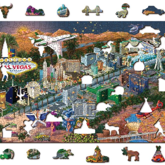Wooden City Dřevěné puzzle Vítejte v Las Vegas 2v1, 505 dílků EKO