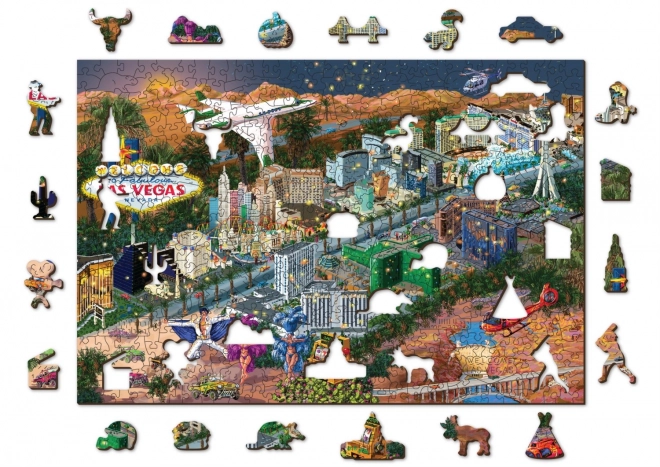 Wooden City Dřevěné puzzle Vítejte v Las Vegas 2v1, 505 dílků EKO
