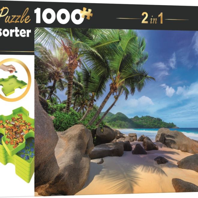 TREFL Puzzle s třídičem 2v1 Exotická pláž 1000 dílků