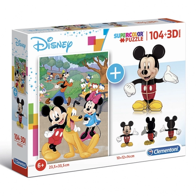 Puzzle Mickey Mouse 104 dílků a 3D model