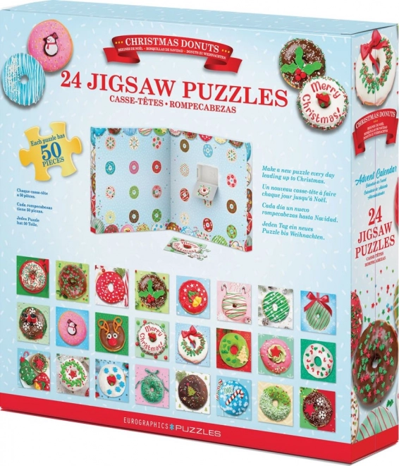 Adventní kalendář s puzzle Eurographics: Vánoční donuty - 24 x 50 dílků