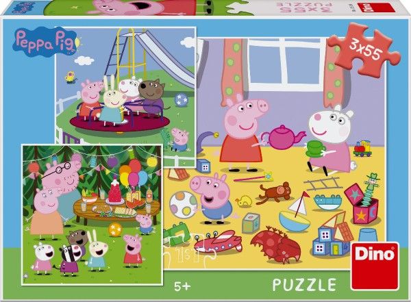 Puzzle 3v1 Prasátko Peppa na prázdninách - 3 x 55 dílků