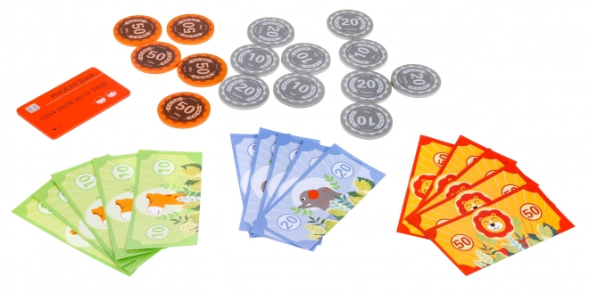 Dřevěná pokladna pro děti 2+ Posuvná zásuvka + Počítadlo + Terminál + Čtečka + Příslušenství
