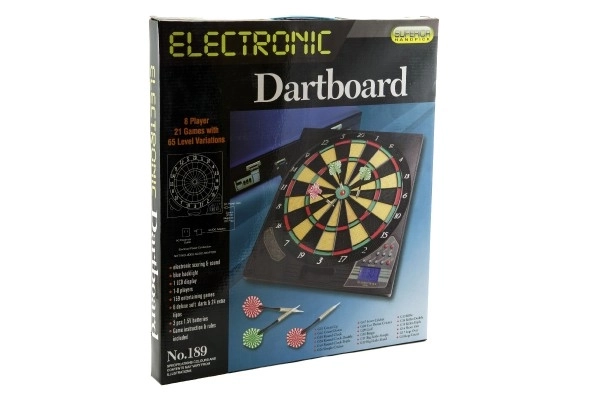 Elektronický terč digitální plast 42cm + 6 šipek na baterie v krabici 44x44x4xcm
