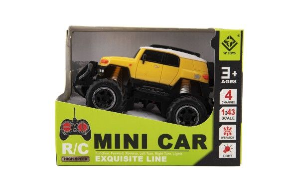 Auto RC mini SUV plast 14cm 27MHz na dálk. ovl. na bat. se světl. 2 barvy v krab. 16x12x10 – Žluté