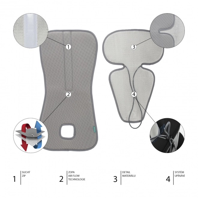 Prodyšná podložka do autosedačky Breeze sk. 2/3, Foggy Grey