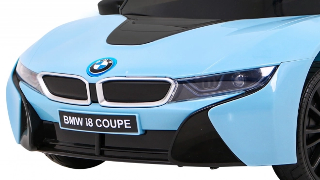 BMW I8 Lift Battery Car Blue + dálkové ovládání + pomalý start + 3bodové pásy + MP3 USB + LED dioda