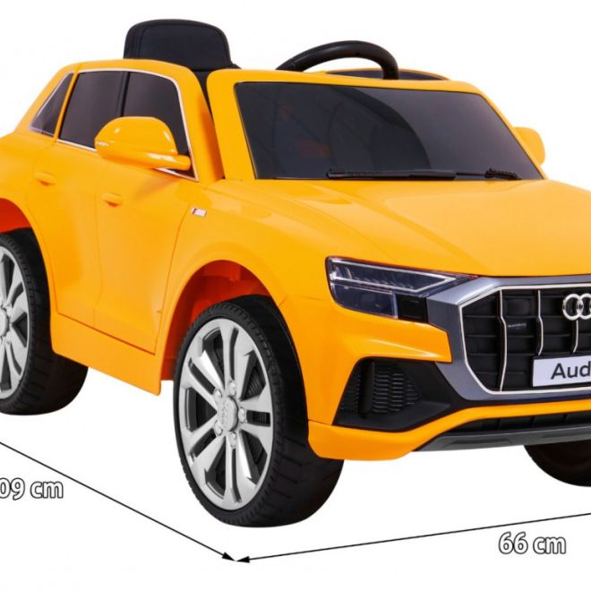 Audi Q8 Zvedák pro děti baterie Žlutá + Dálkové ovládání + EVA + Pomalý start + MP3 USB + LED dioda