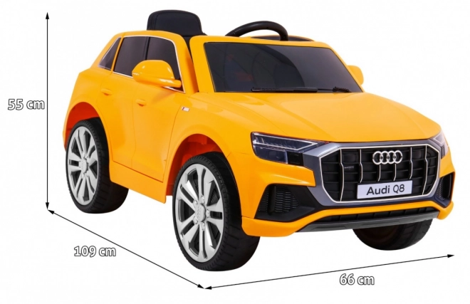 Audi Q8 Zvedák pro děti baterie Žlutá + Dálkové ovládání + EVA + Pomalý start + MP3 USB + LED dioda