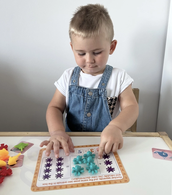 Woopie vzdělávací sada Montessori pro učení počítání a třídění barev Mořský svět 111 ks