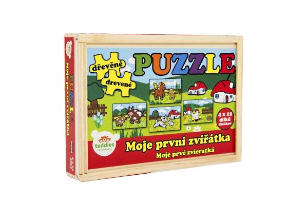 Dřevěné puzzle Moje první zvířátka 4x12 dílků