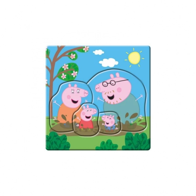 Puzzle baby Prasátko Pepa/Peppa Pig 3 obrázky 18x18cm 12 dílků v krabici 19x27x4cm 24m+