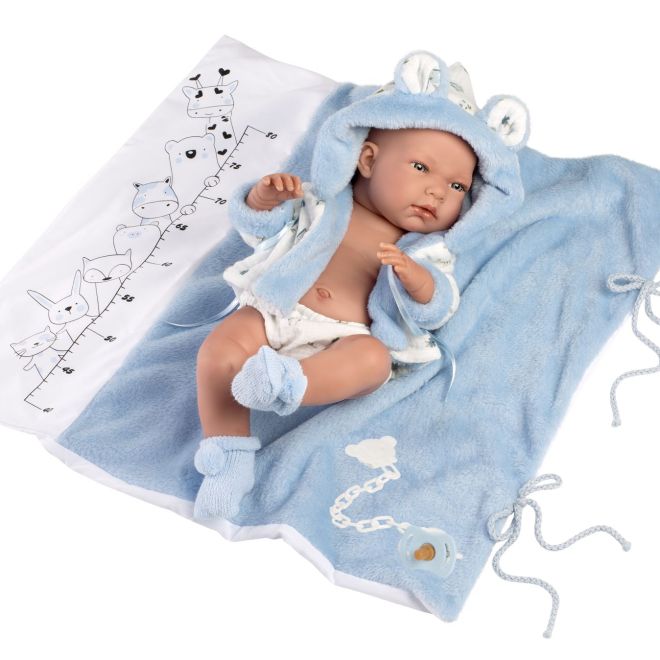 Llorens 73897 NEW BORN CHLAPEČEK - realistická panenka miminko s celovinylovým tělem - 40 cm