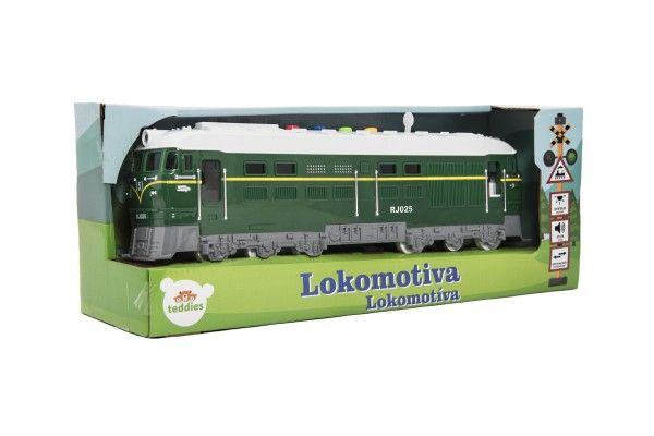Lokomotiva/Vlak plast 35cm na baterie se zvukem se světlem v krabičce 41x16x12cm – Zelená