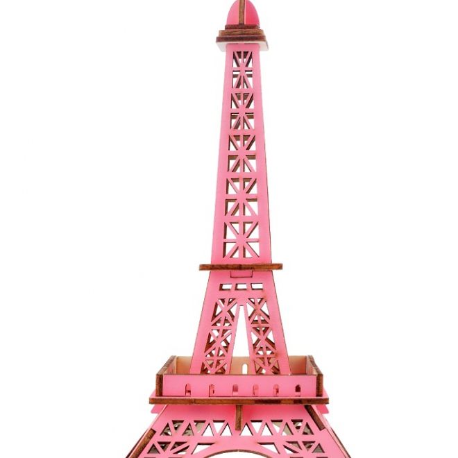 Woodcraft Dřevěné 3D puzzle Eiffelova věž růžová