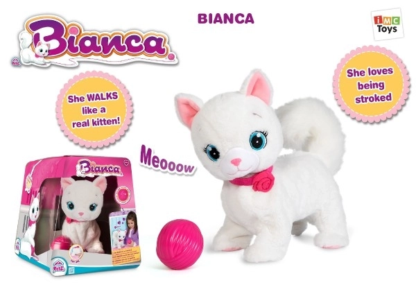 Kočka Bianca mluvící hýbající se plyš 25cm na baterie v krabici