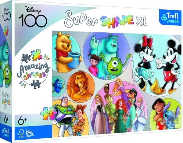 Puzzle Barevný svět Disney 160 XL Super Shape 60x40cm v krabici 40x27x6cm