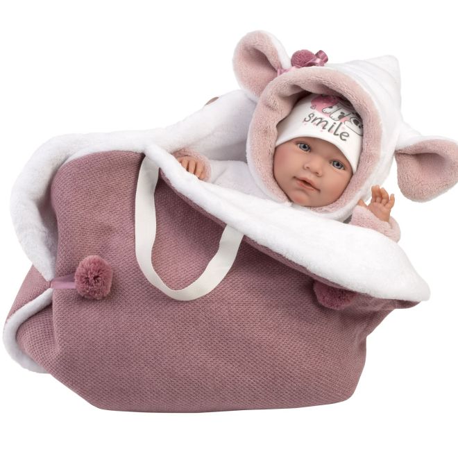 Llorens 74048 NEW BORN - realistická panenka miminko se zvuky a měkkým látkovým tělem - 42 cm