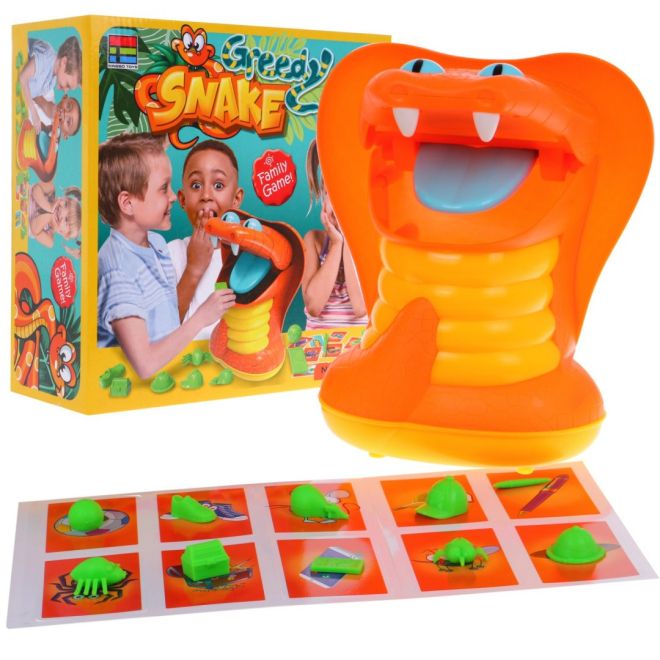 "Hladový had" arkádová hra pro děti 3+ Rozpoznávání tvarů + 10 figurek + 10 karet + zavírací ústa