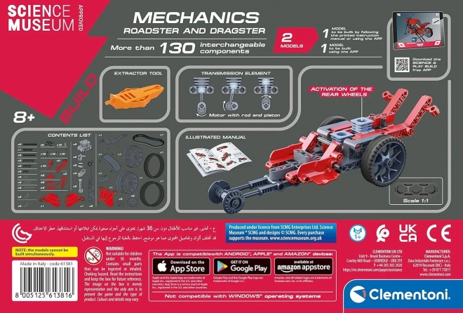 CLEMENTONI Science&Play Mechanická laboratoř Roadster a Dragster 2v1