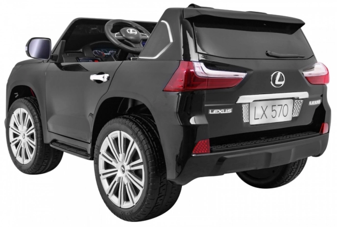 Lexus LX570 Lakované auto pro 2 děti černé + dálkové ovládání + EVA kola + rádio MP3 LED