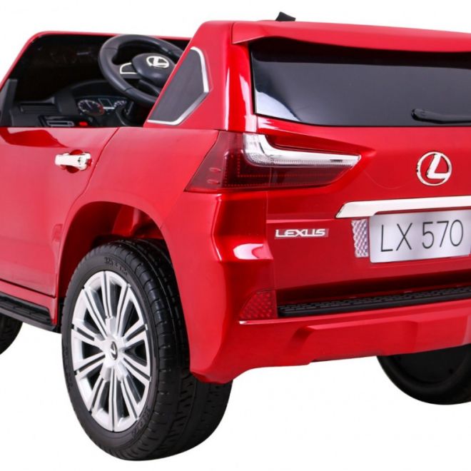 Lexus LX570 Lakované auto pro 2 děti Červená + dálkové ovládání + EVA kola + rádio MP3 LED