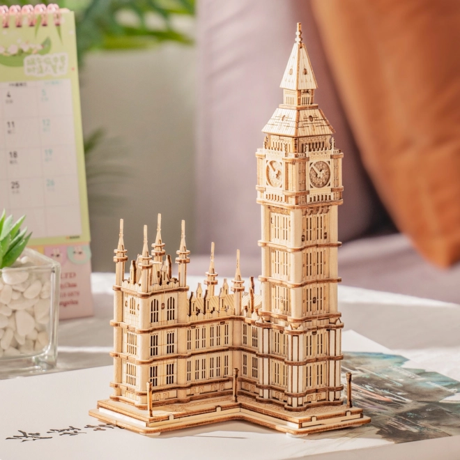 RoboTime dřevěné 3D puzzle hodinová věž Big Ben svítící