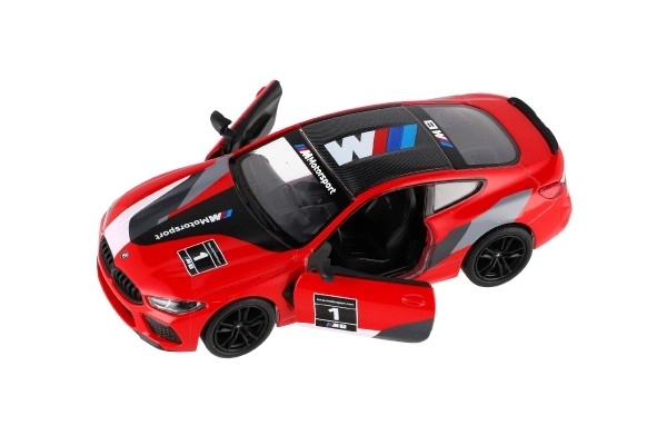 Auto Kinsmart BMW M8 Competition Coupé 1:38 kov/plast 12,5cm 4 barvy na zpětné natažení 12ks v boxu