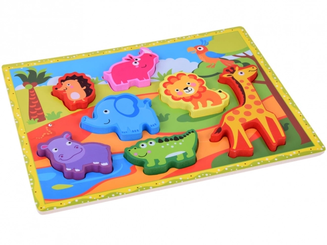 Dřevěné puzzle safari zvířata 7ele match shapes ZA5256