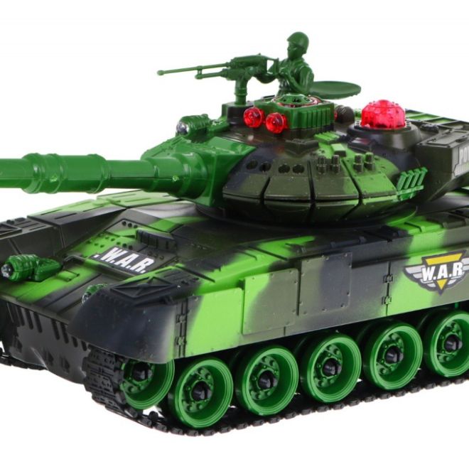 Tank na dálkové ovládání pro děti 3+ zelený + Interaktivní efekty + Střelba + Dálkové ovládání