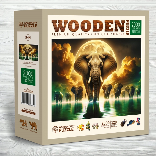 Dřevěné puzzle Sloní sny 2000 dílků