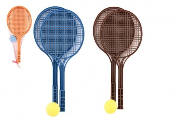 Soft tenis plast barevný+míček 53cm v síťce