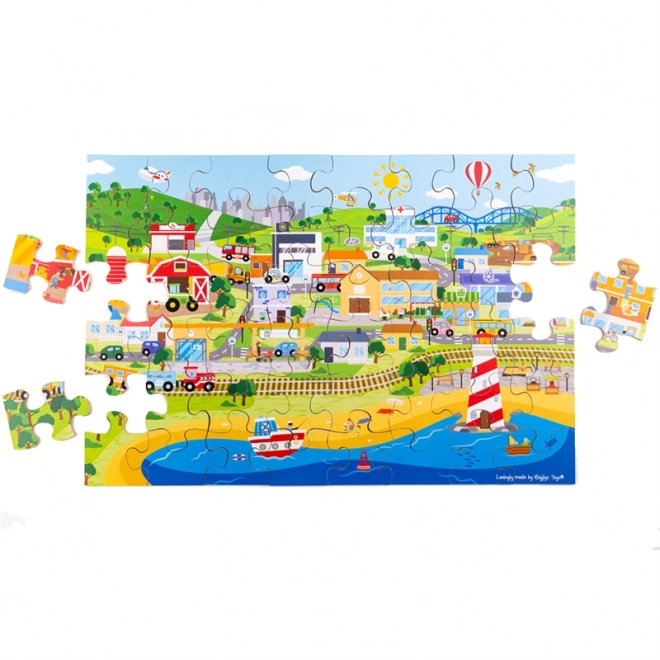 Bigjigs Toys Podlahové puzzle Město 48 dílků