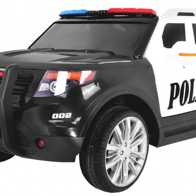 Policejní bateriové SUV pro děti + sirény + světla + megafon + dálkové ovládání + pomalý start + EVA + samolepky