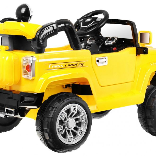 JJ terénní auto na baterie pro děti Žluté + Dálkové ovládání + Úložný prostor + Světla + Audio