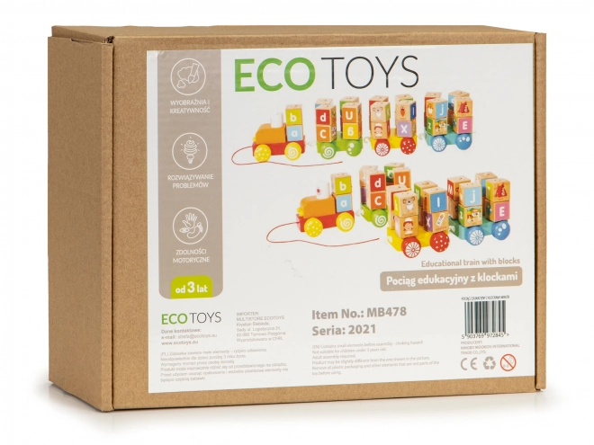 Dřevěný vlak velké vzdělávací bloky abeceda Ecotoys