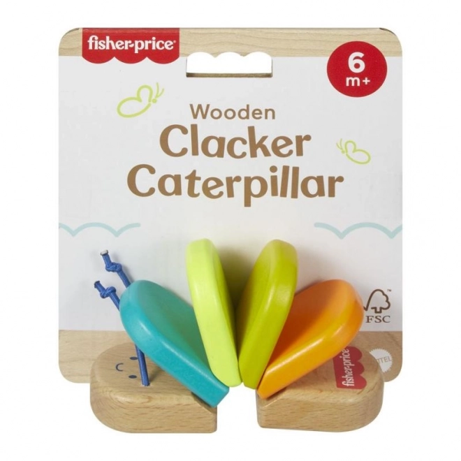 Fisher Price dřevěná klapající housenka