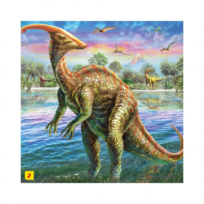 Puzzle Dinosauři 23,5 x 21,5 cm 60 dílků + figurka v krabičce