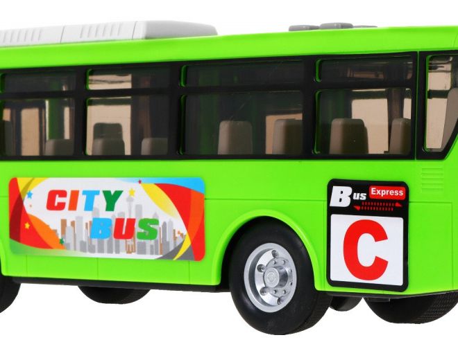 Interaktivní školní autobus pro děti 3+ zelený + otevírací dveře + zvuky Světla