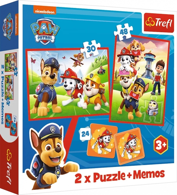 TREFL Sada 3v1 Tlapková patrola v akci (2x puzzle + pexeso)