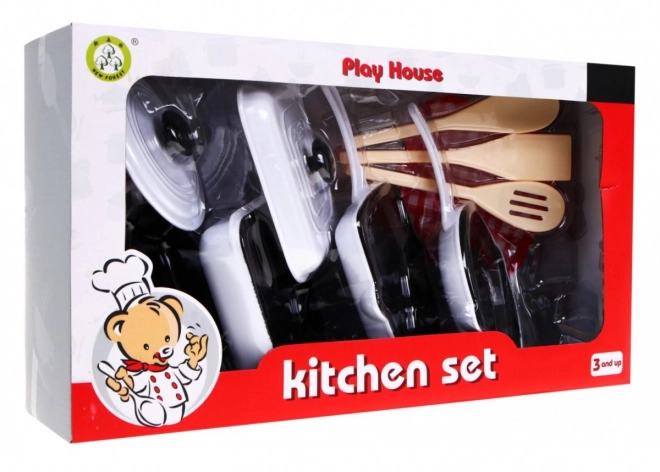 Hrnce Little Cook pro děti White Fun to Cook + příslušenství - 10 dílů