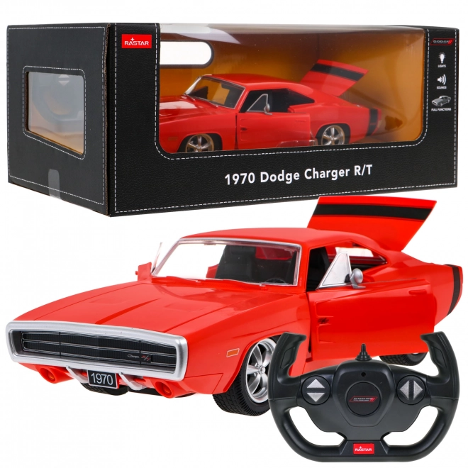 1970 Dodge Charger RT červený RASTAR model 1:16 Dálkově ovládané auto + pilot