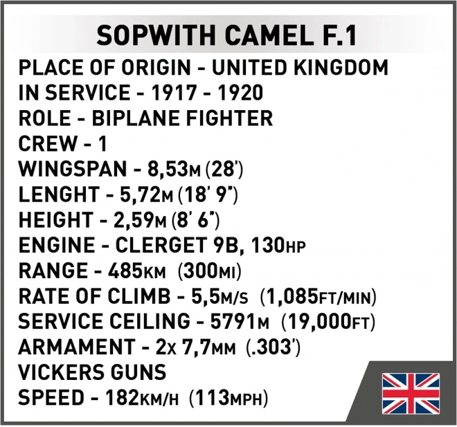 COBI 2987 Great War Sopwith Camel F.1, 1:32, 176 k, 1 f