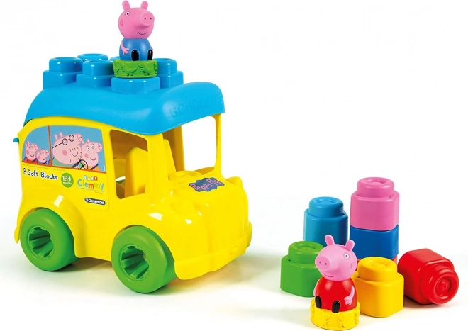 CLEMENTONI SOFT CLEMMY Školní autobus Prasátko Peppa s 8 kostkami
