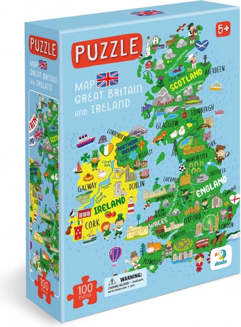 DODO Puzzle Mapa Velké Británie a Severního Irska 100 dílků