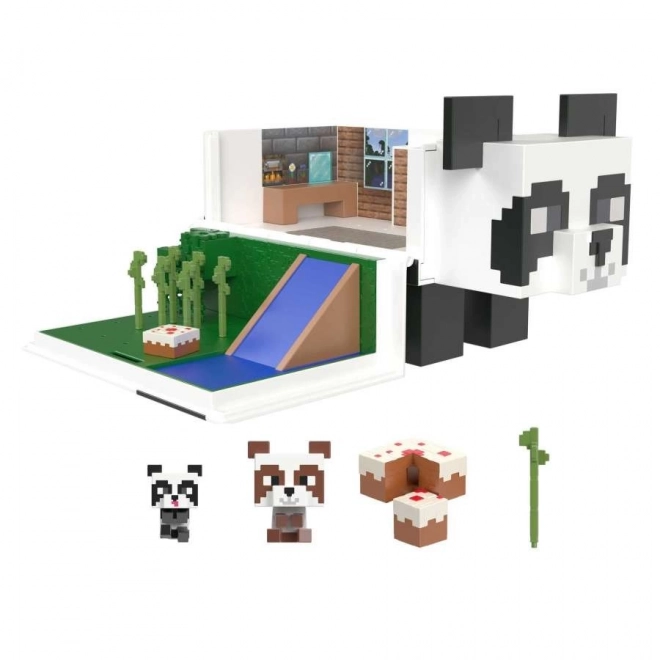 Sada figurek Minecraft domeček na hraní s pandou + 2 figurky