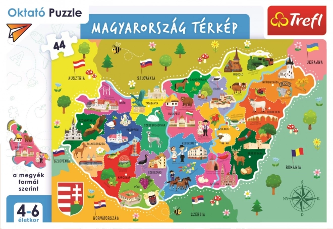 TREFL Puzzle Mapa Maďarska 44 dílků