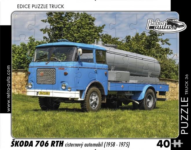 Retro puzzle nákladní auto Škoda 706 RTH cisternový automobil